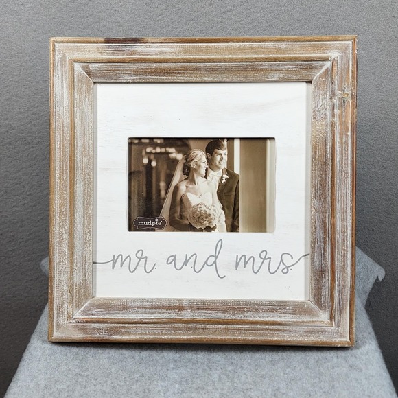 Mud Pie Other - Mud Pie Wood Picture Frame Mr & Mrs Wedding Rustic Distressed Farmhouse Decor